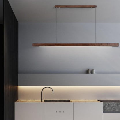 Quorix Log Style Wood Led Linear Pendant Light With Remote Control
