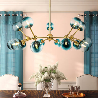 Taryn 15 Light Teal Colored Globe Glass Chandelier