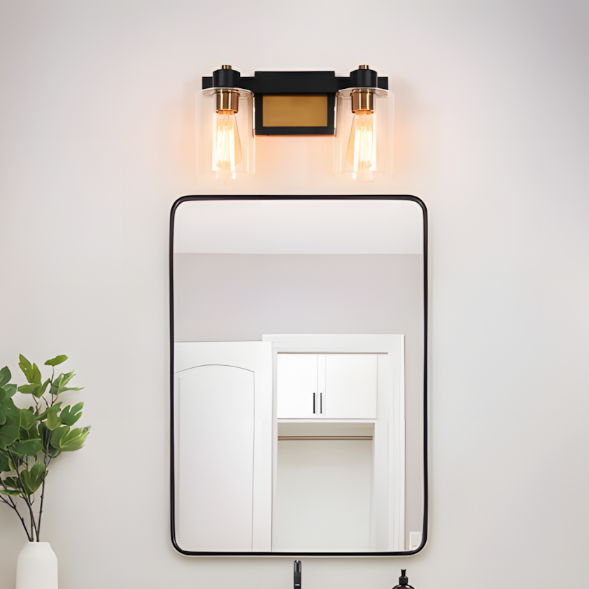 Dyril Modern Matte Black Cylinder Glass Sconce