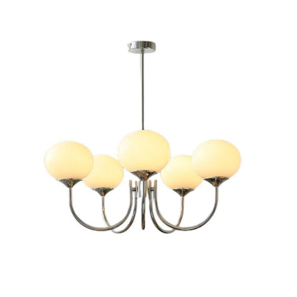 Bianca Colored Glass Shade Chandelier with Globes