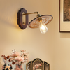 Poulsen Rustic Wood Amber Round Glass Wall Light