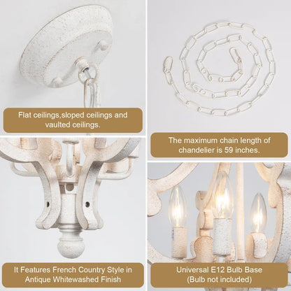 Astridina Rustic Antique Wooden French Country Chandelier