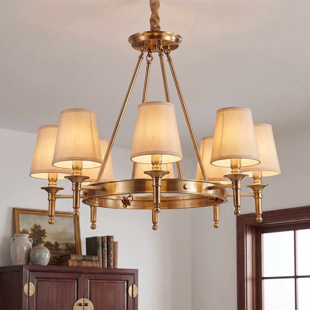 Yasmin Antique Brass Wagon Wheel Chandelier