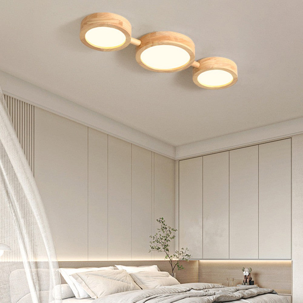 Phelith Modern Multi Heads Wood LED Ceiling Light