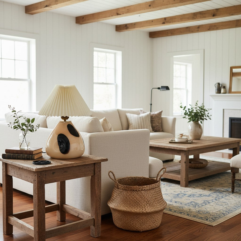 Solivian Vintage Pleated Cavolo Ceramic Table Lamp
