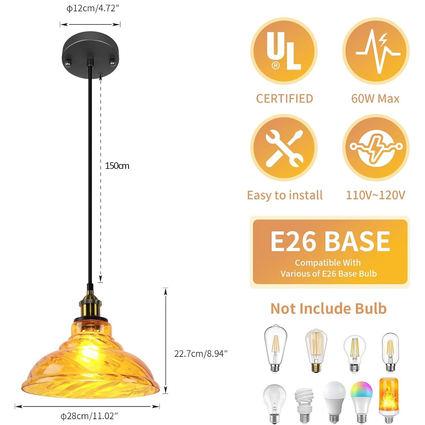 Benjin Modern Colorful Trumpet Glass Pendant Light