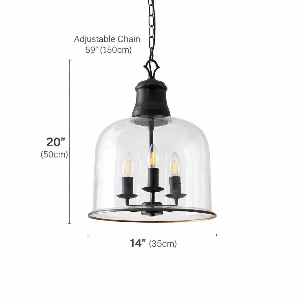 Sander Farmhouse Vintage Bell Clear Glass Pendant Light