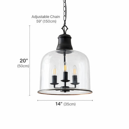 Sander Farmhouse Vintage Bell Clear Glass Pendant Light