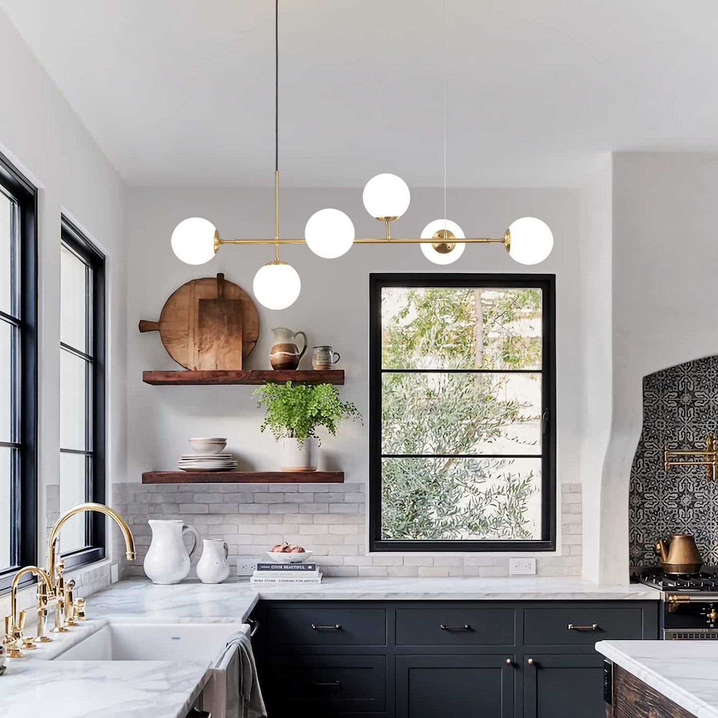 Celestina 6 Light Linear Glass Orb Pendant Light