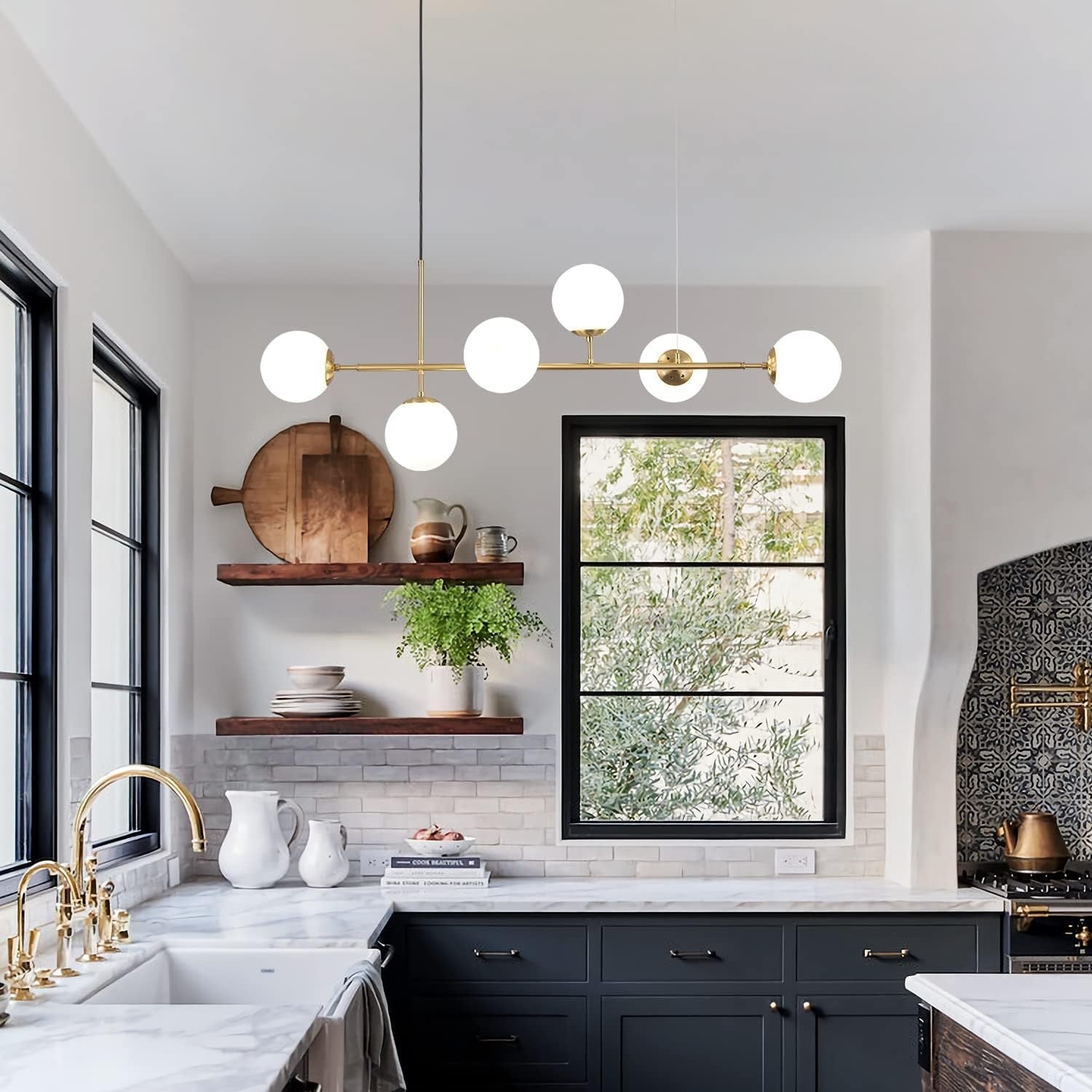 Celestina 6 Light Linear Glass Orb Pendant Light