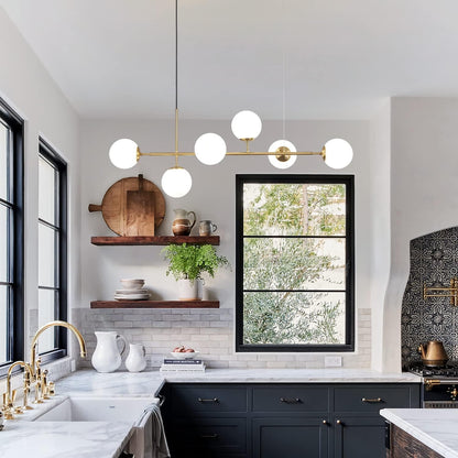 Celestina 6 Light Linear Glass Orb Pendant Light