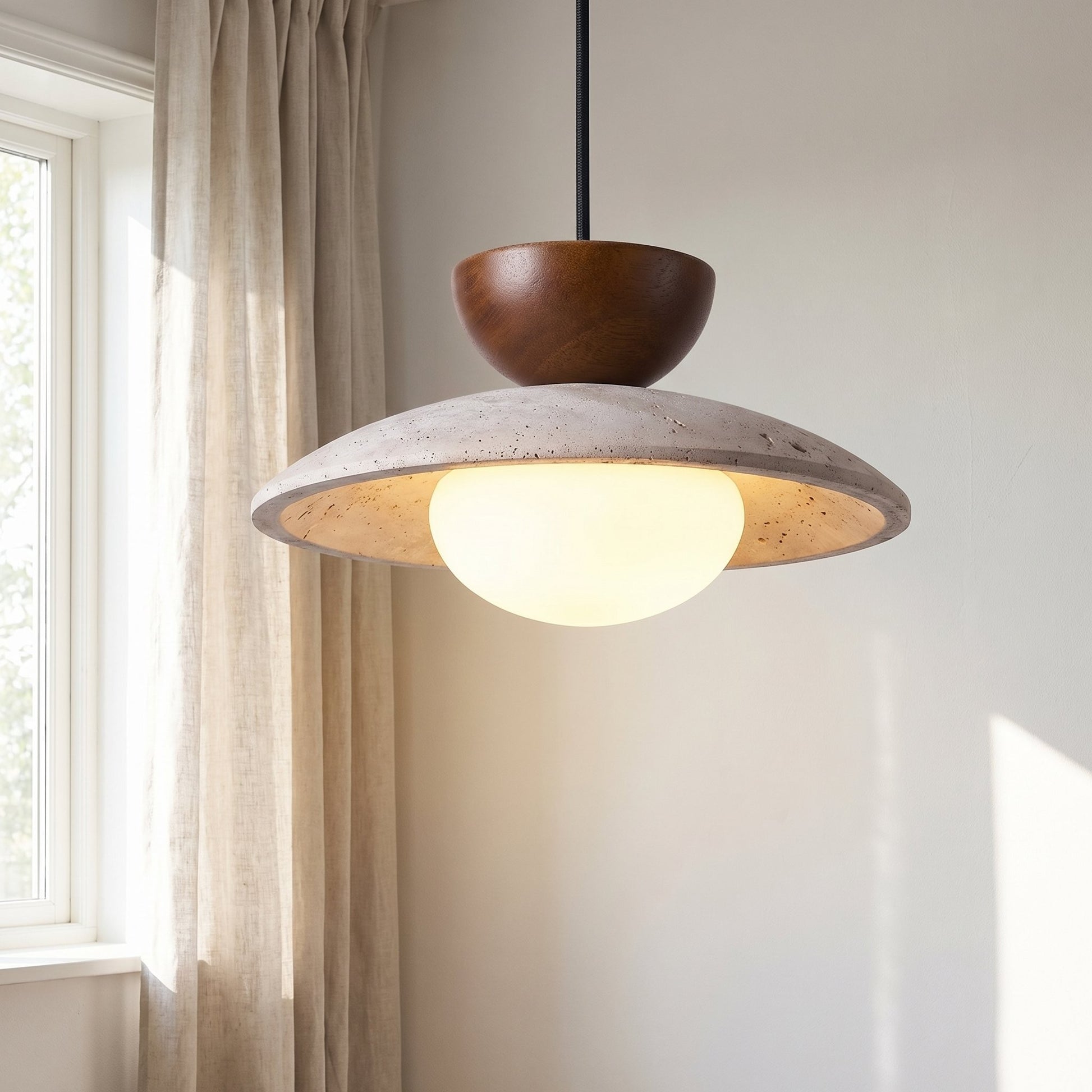 Tilda Modern Wabi-Sabi Travertine Dome Pendant Light