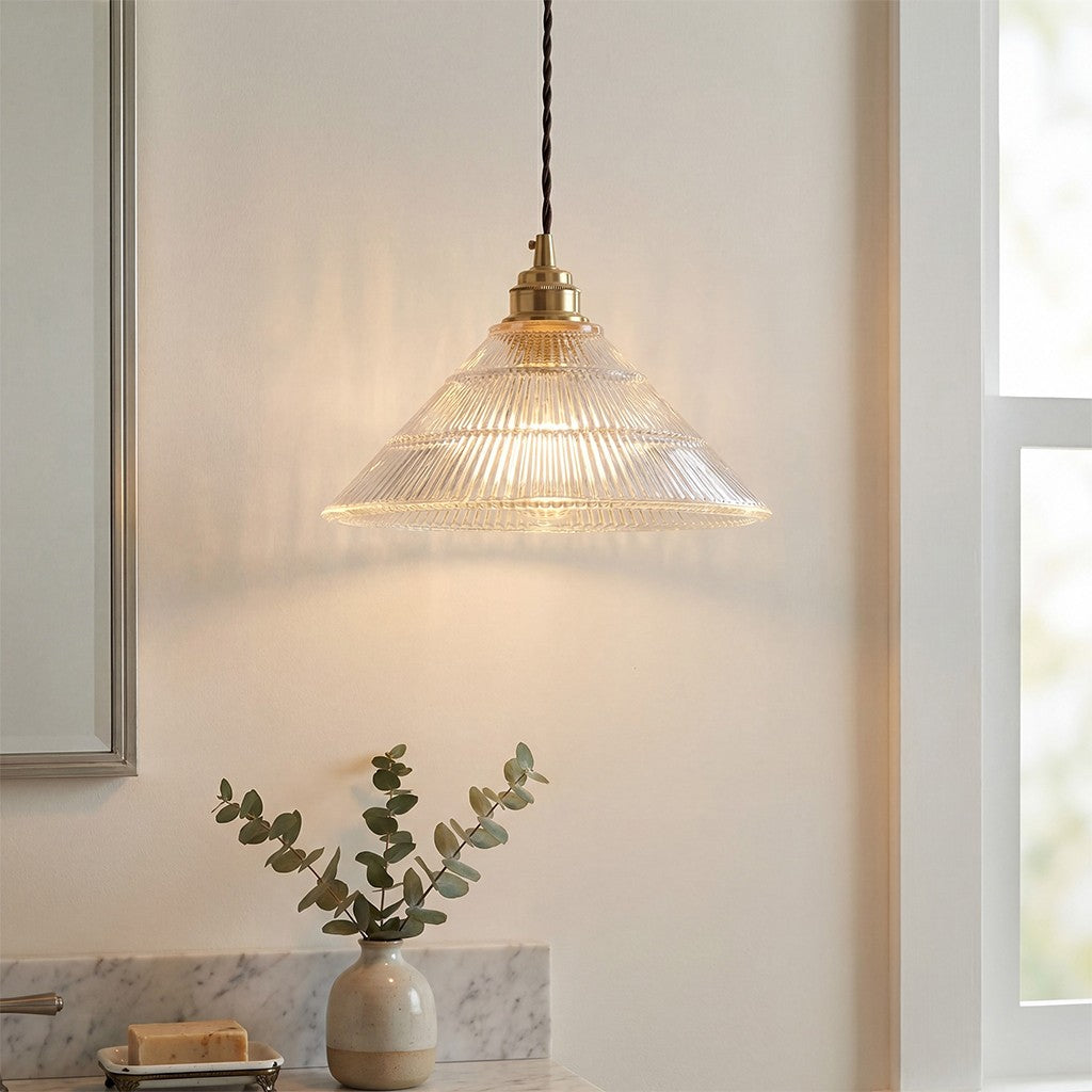 Draxith Retro Japanese Striped Stained Glass Droplight