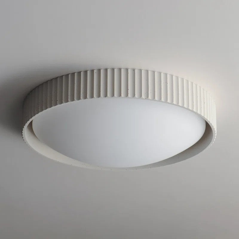 Arnold ‎Minimalist Round Led Fluted Concrete Ceiling Light