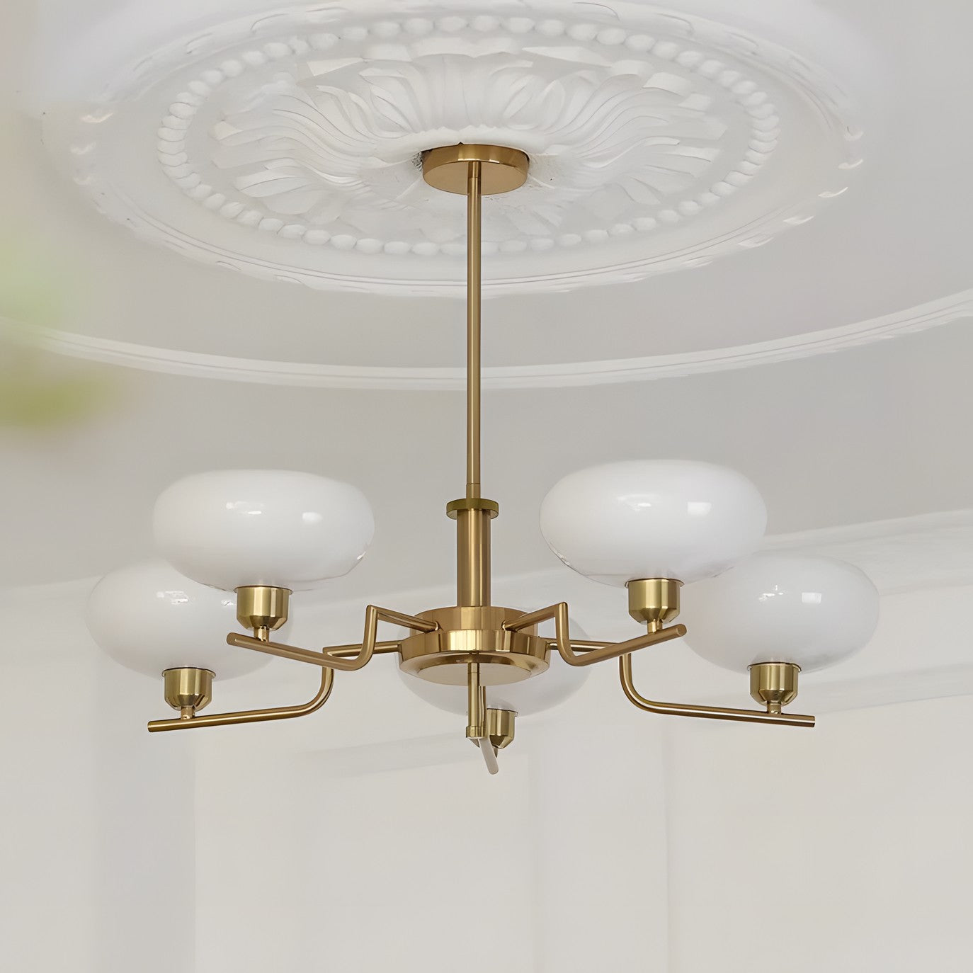 Shadella Modern Cream Glass Bauhaus Chandelier