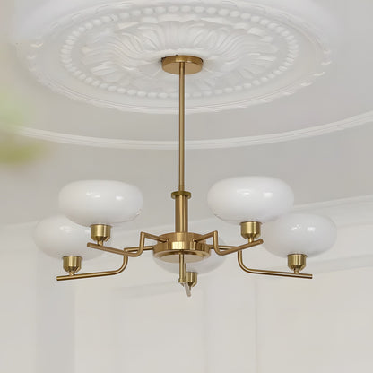 Shadella Modern Cream Glass Bauhaus Chandelier