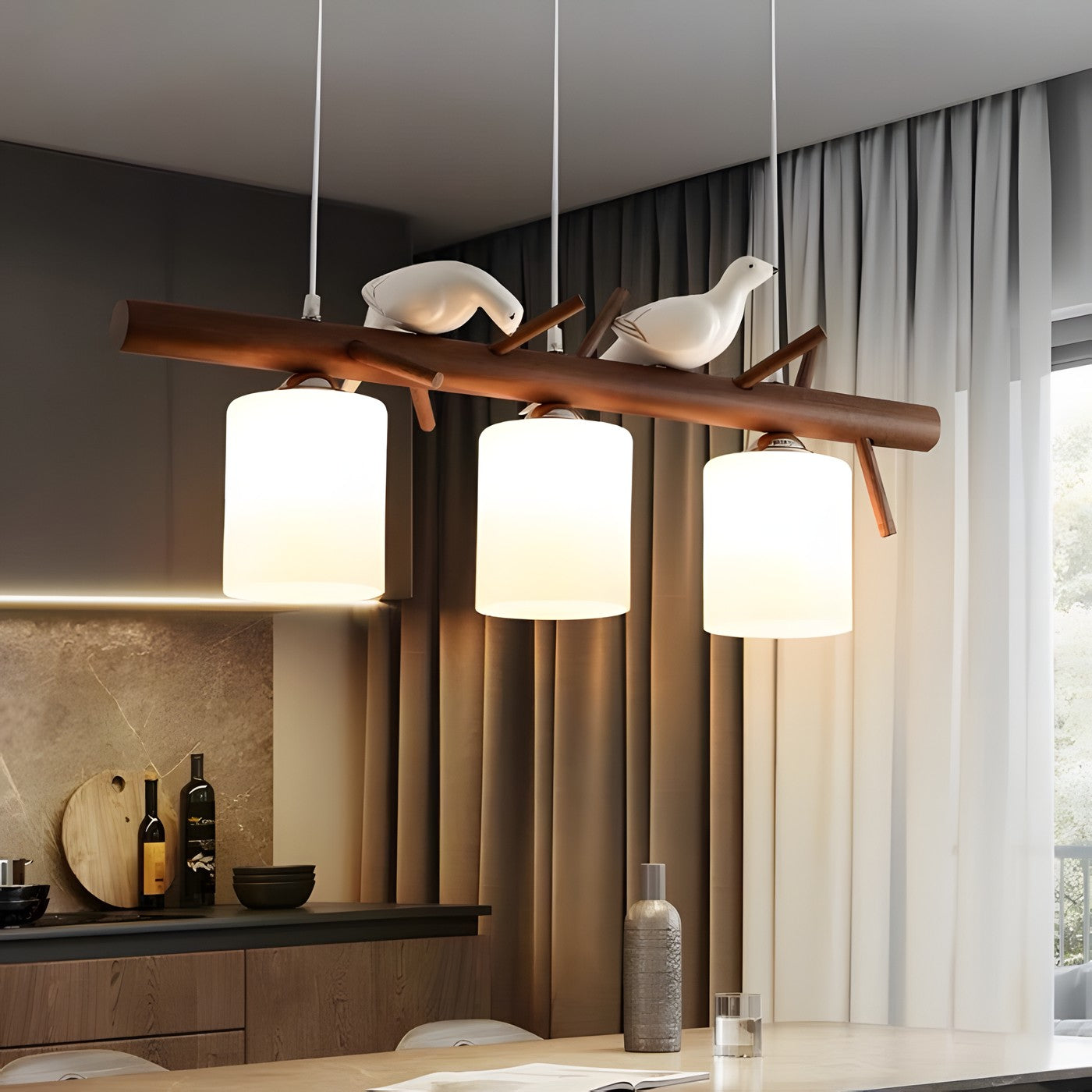 Bird Wooden Chandelier