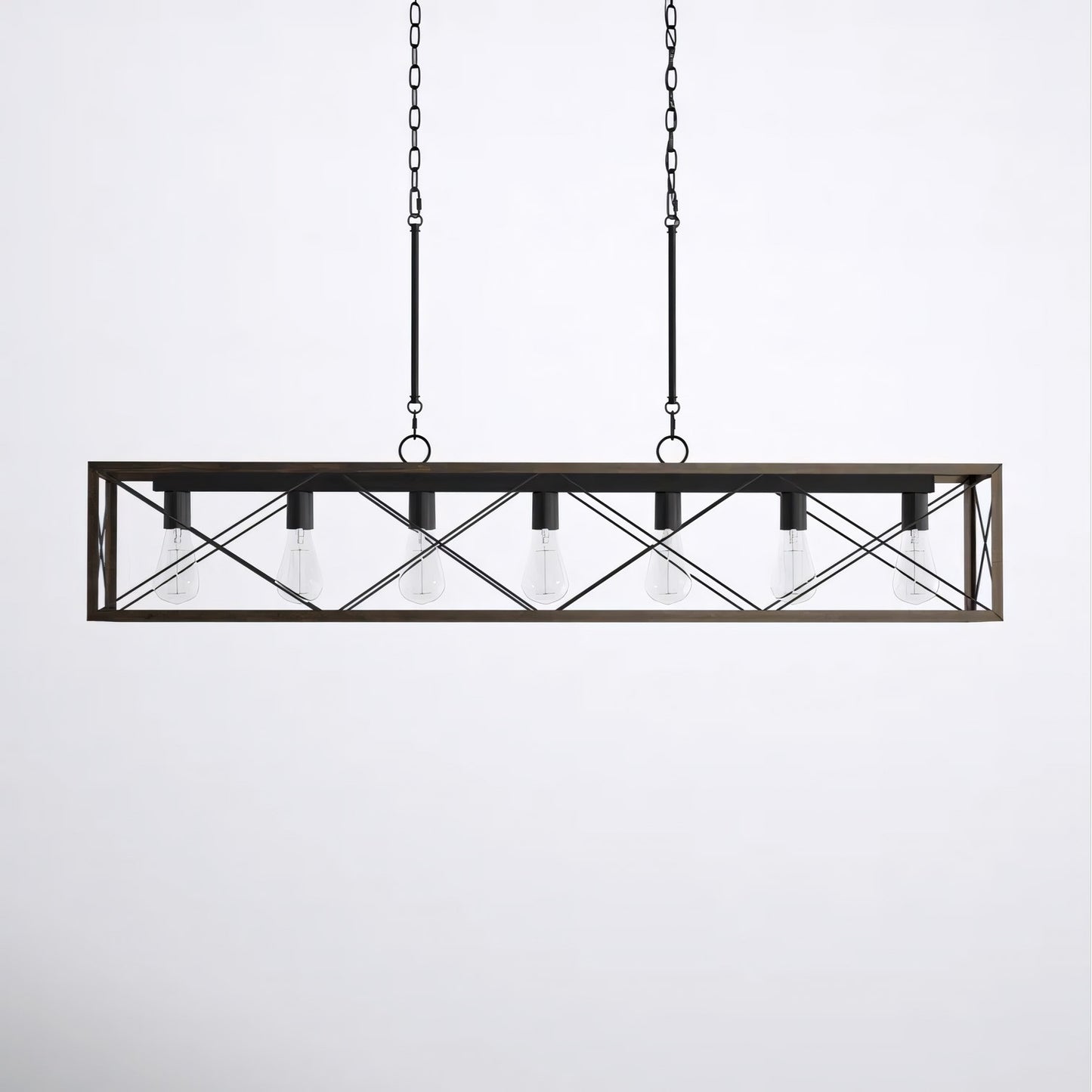Wrylor Farmhouse 7 Light Steel Rectangle Chandelier