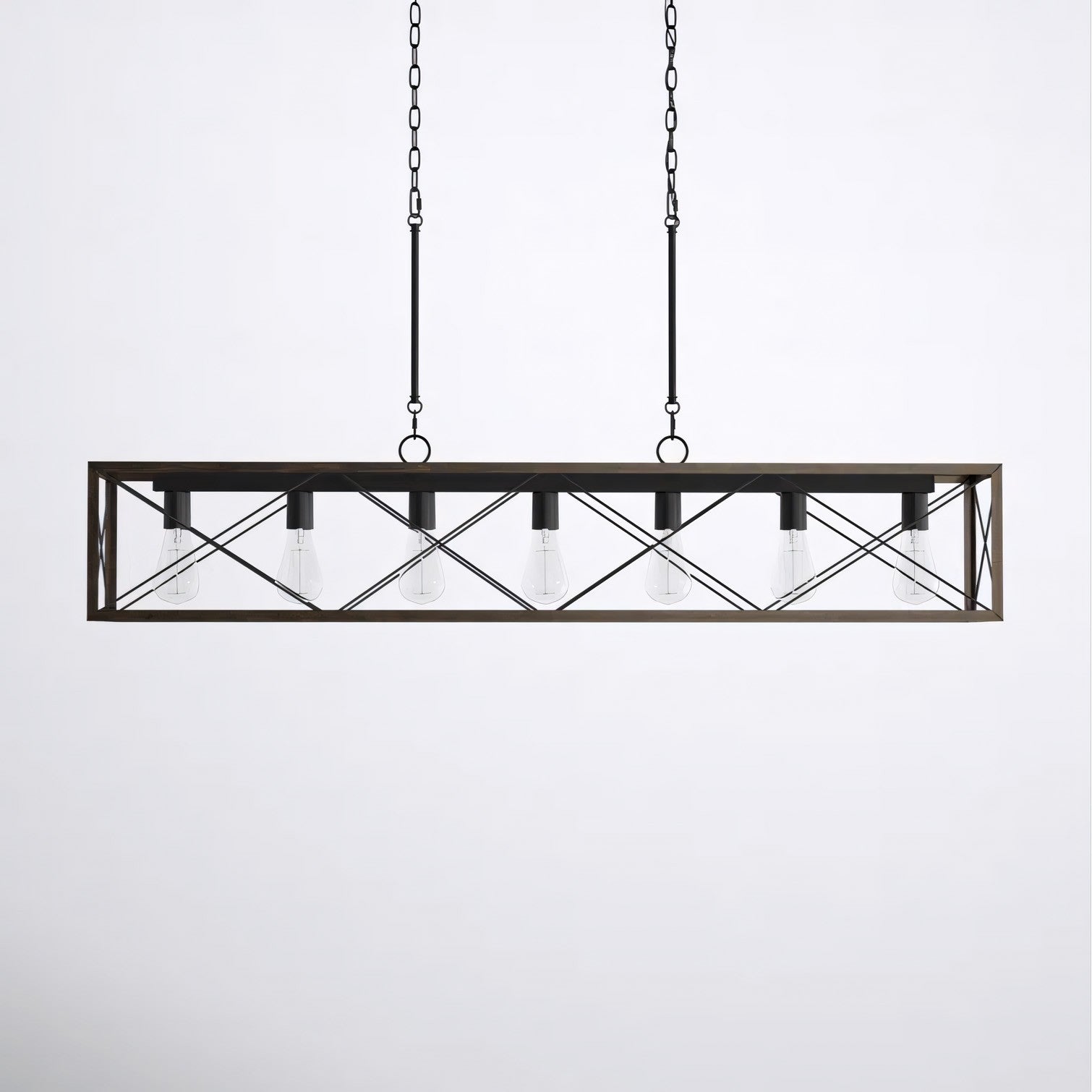 Wrylor Farmhouse 7 Light Steel Rectangle Chandelier