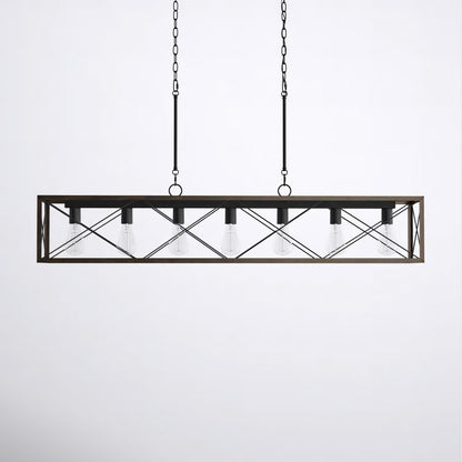 Wrylor Farmhouse 7 Light Steel Rectangle Chandelier
