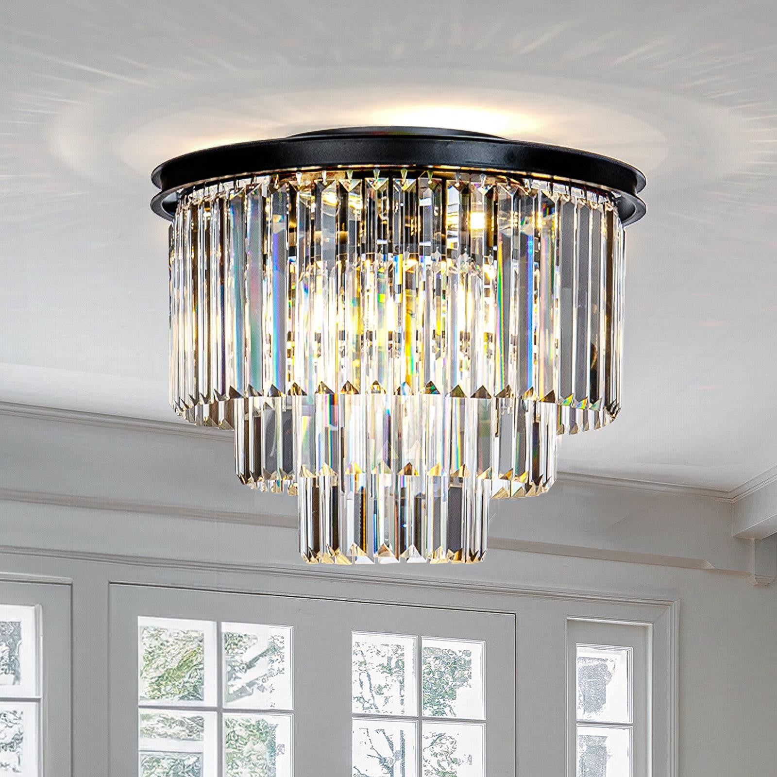 Brigitte Luxurious Three Layer Crystal Flush Mount Chandelier