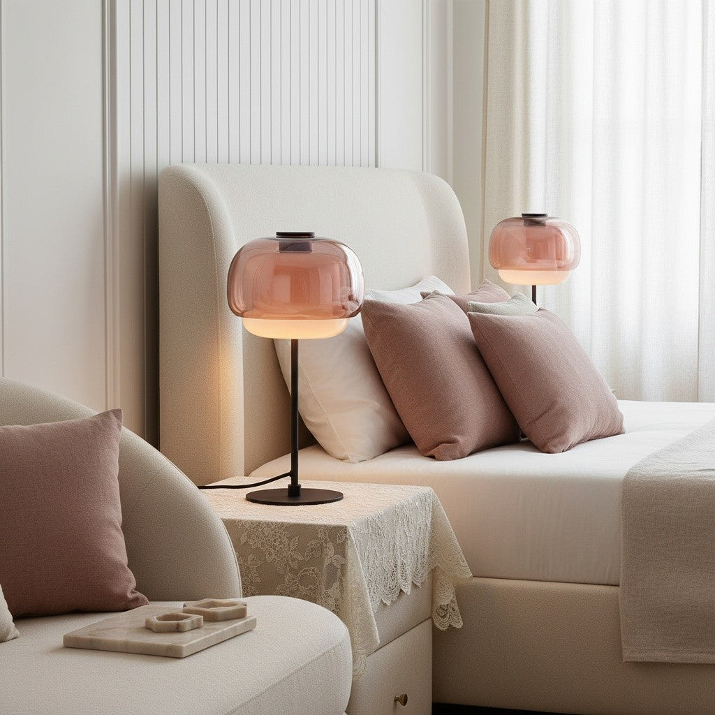 Xyndrae Modern Nordic Double-Layered Tinted Glass Table Lamp