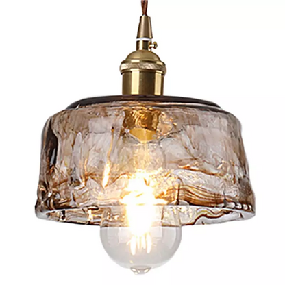 Cyralix Brass Coffee Water Ripple Glass Pendant Light
