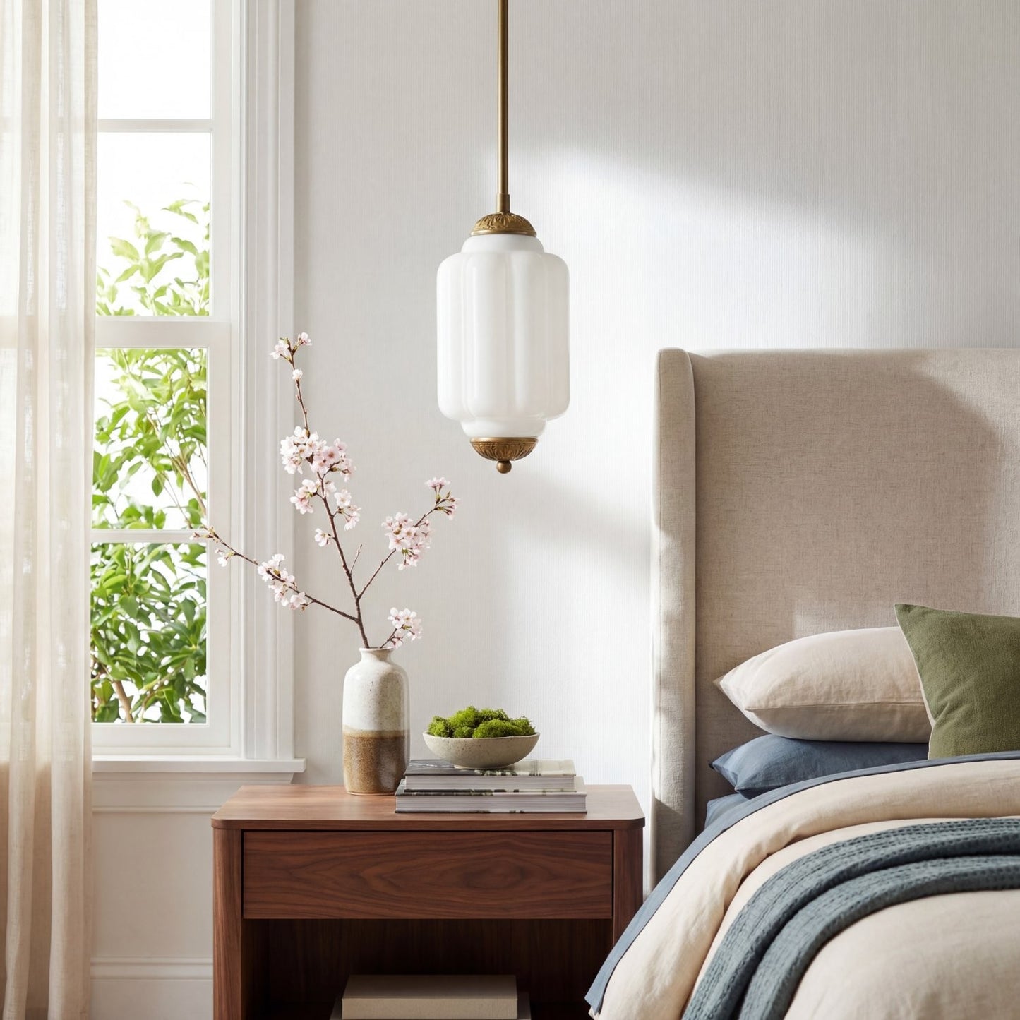 Cyrilith Farmhouse Pumpkin Glass Eloise Pendant Light