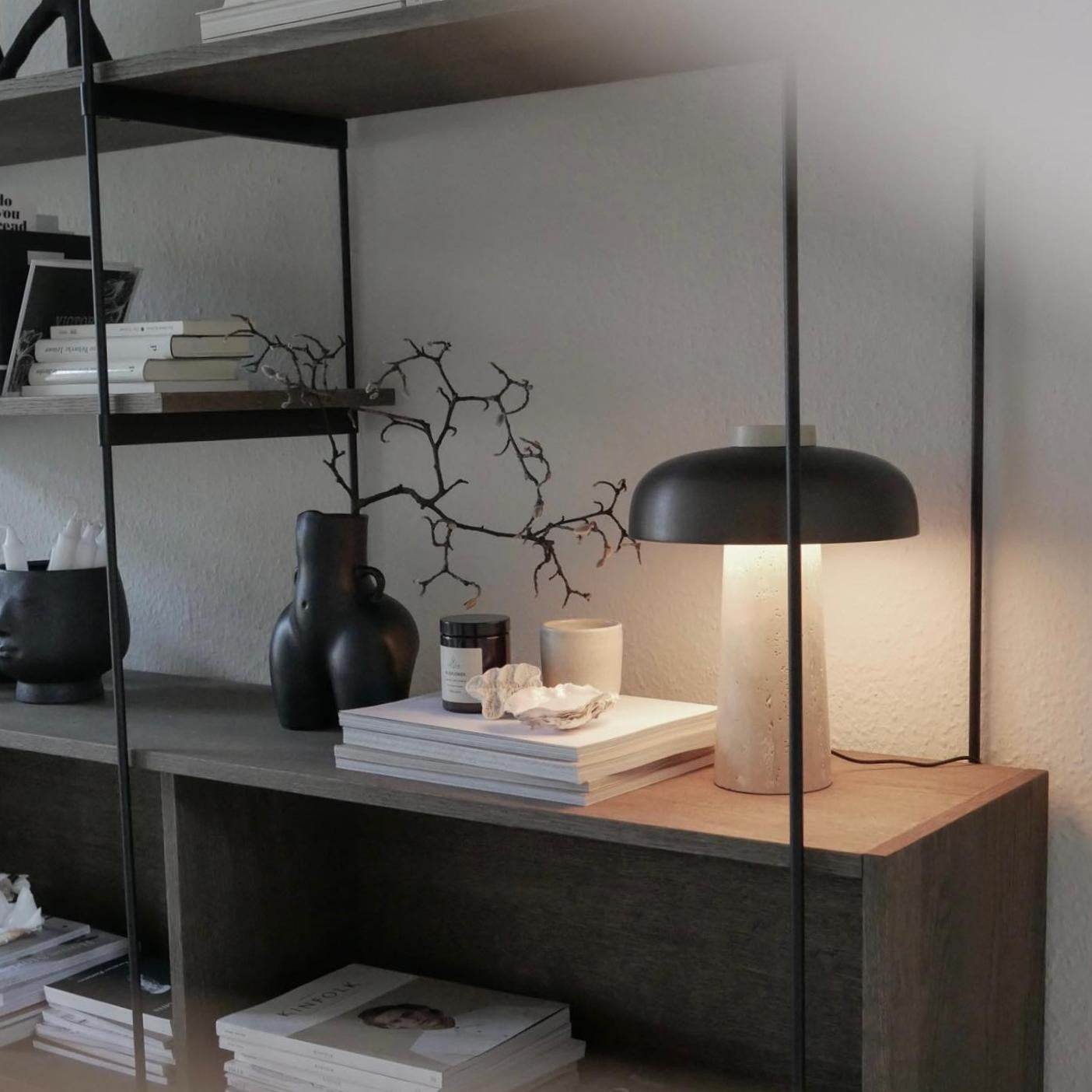 Salma Travertine Mushroom LED Table Lamp