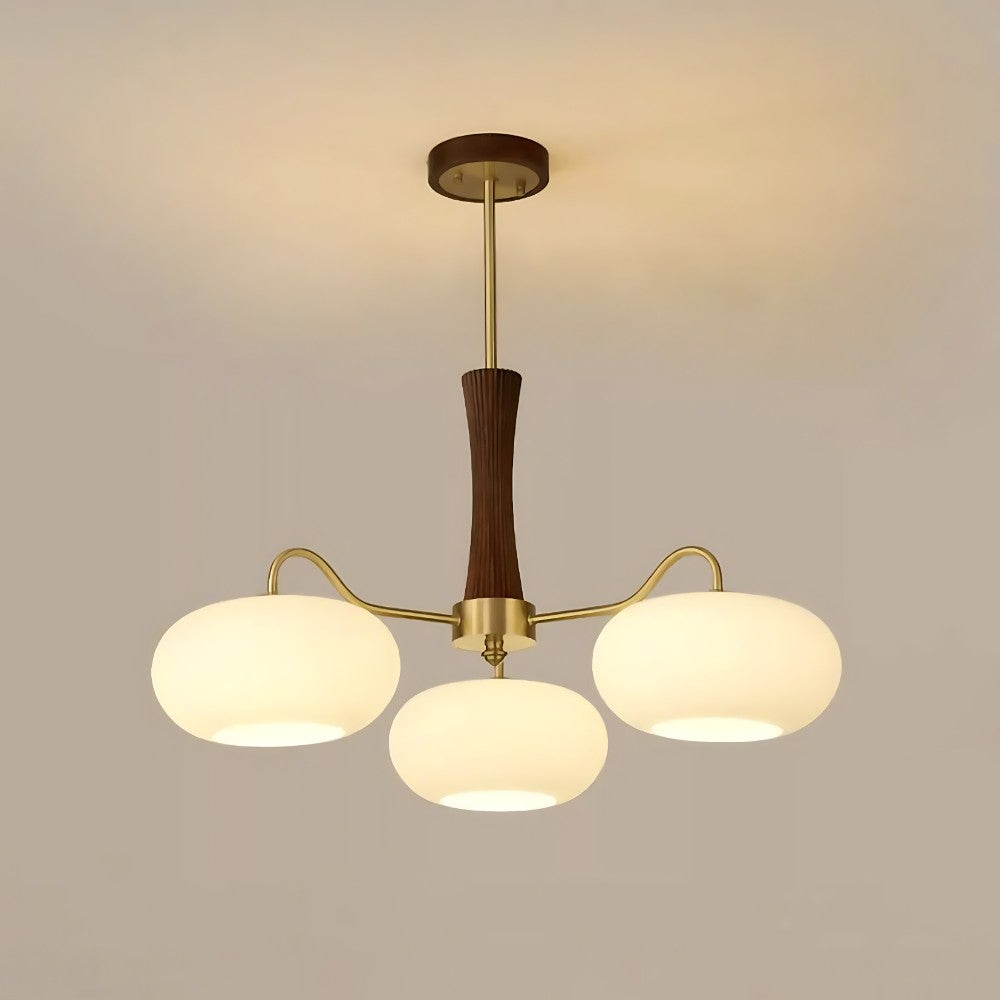 Obsidian Modern Bubble Brass Glass Persimmon Chandelier