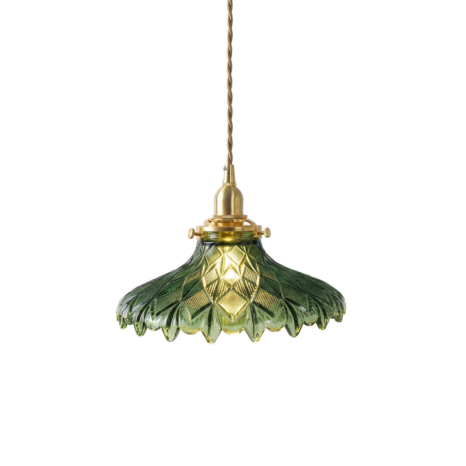 Gyran Retro Brass Lace Glass Pendant Light