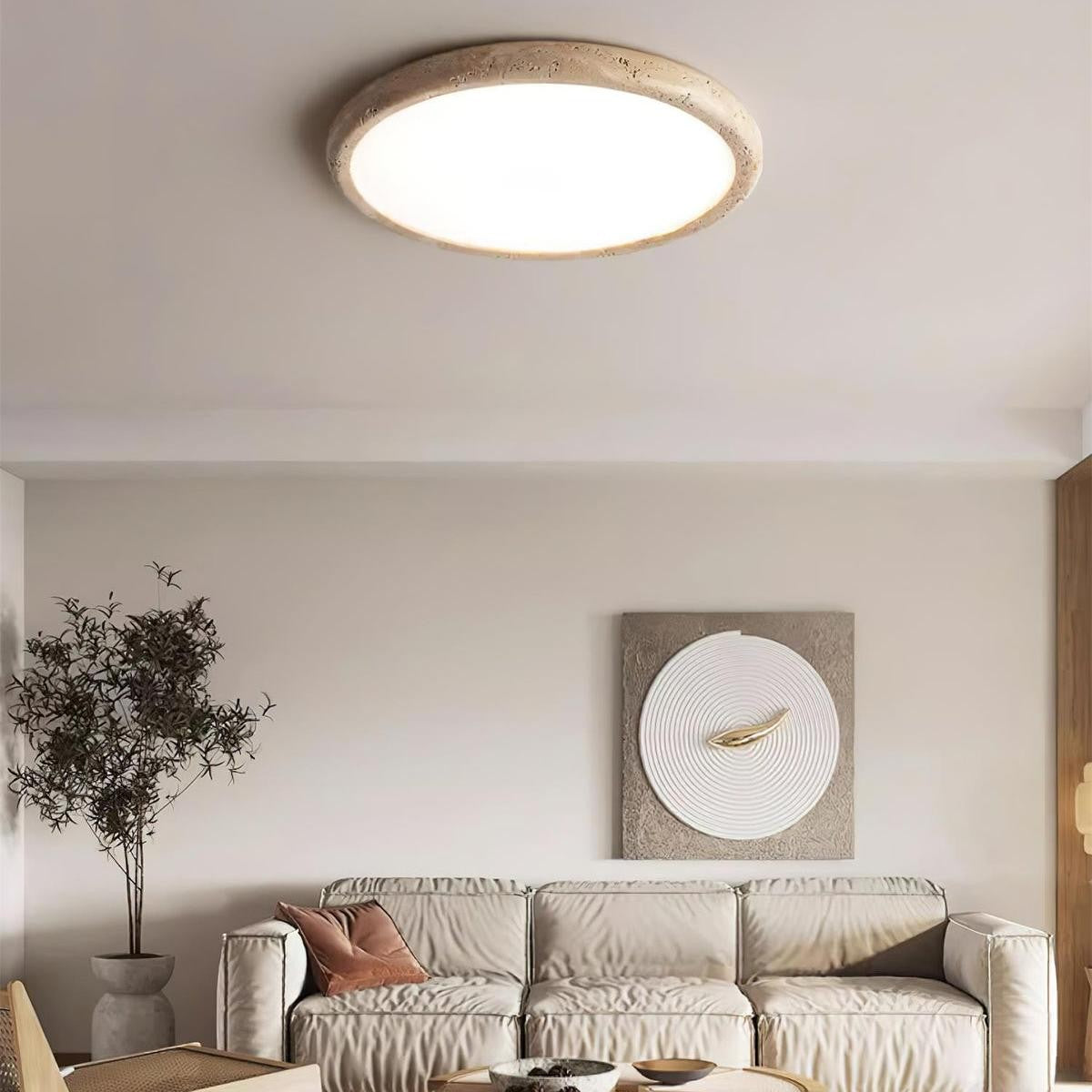 Tatum Modern Travertine Disc LED Ceiling Light