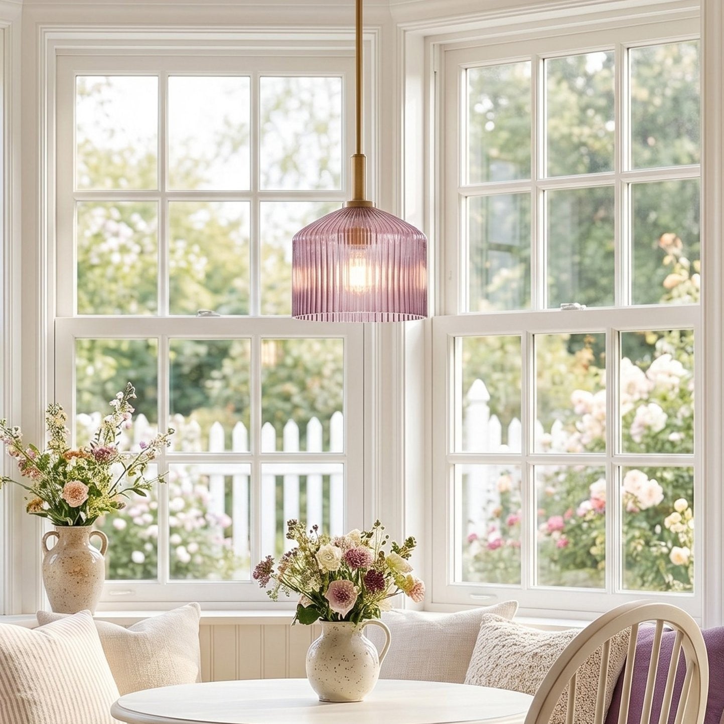 Hesper Farmhouse Ribbed Glass Pendant Light