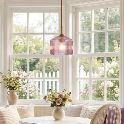Hesper Farmhouse Ribbed Glass Pendant Light