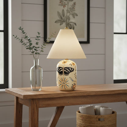 Thalira Vintage Ceramic Linen Table Lamp