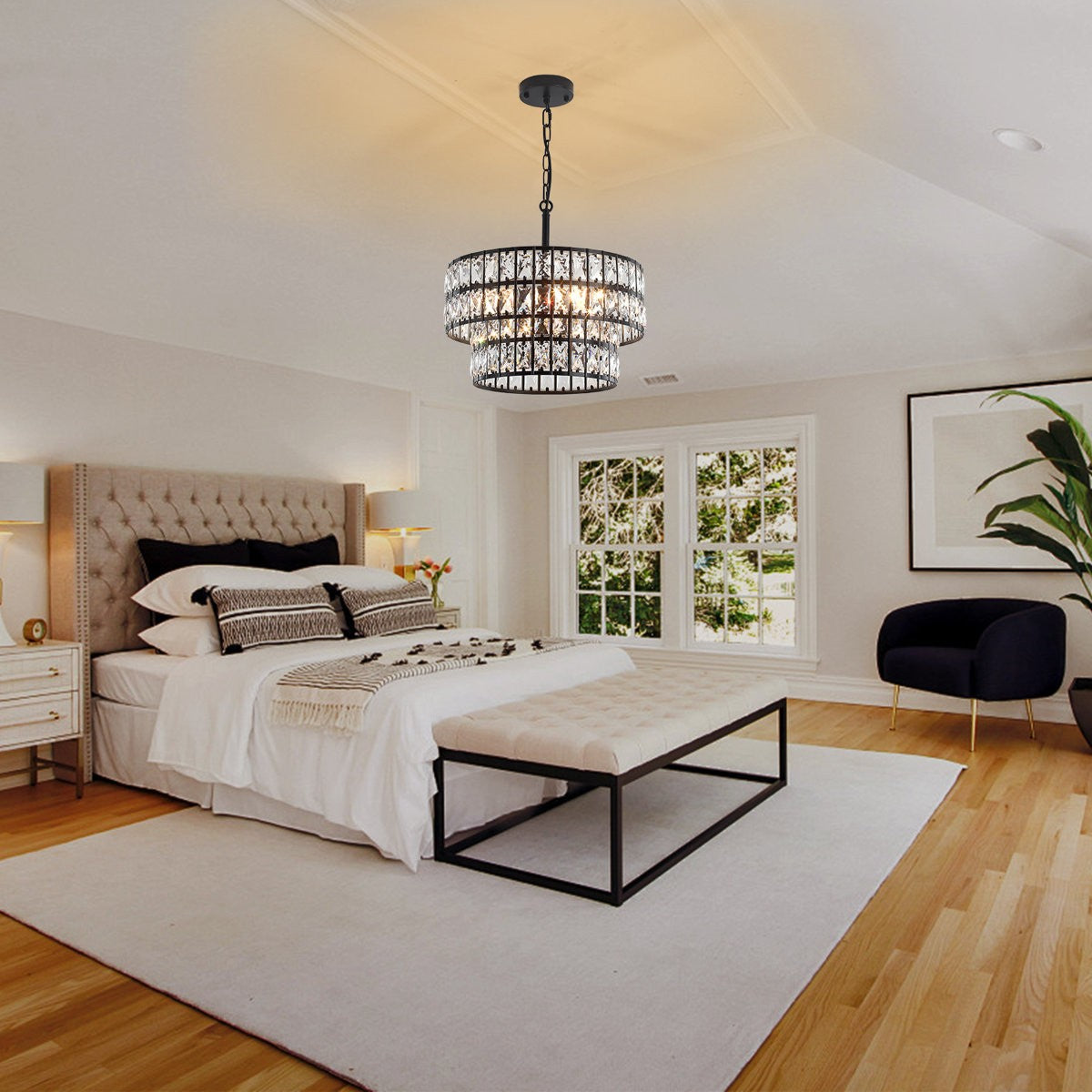 Gracie Luxurious Double Drum Crystal Chandelier