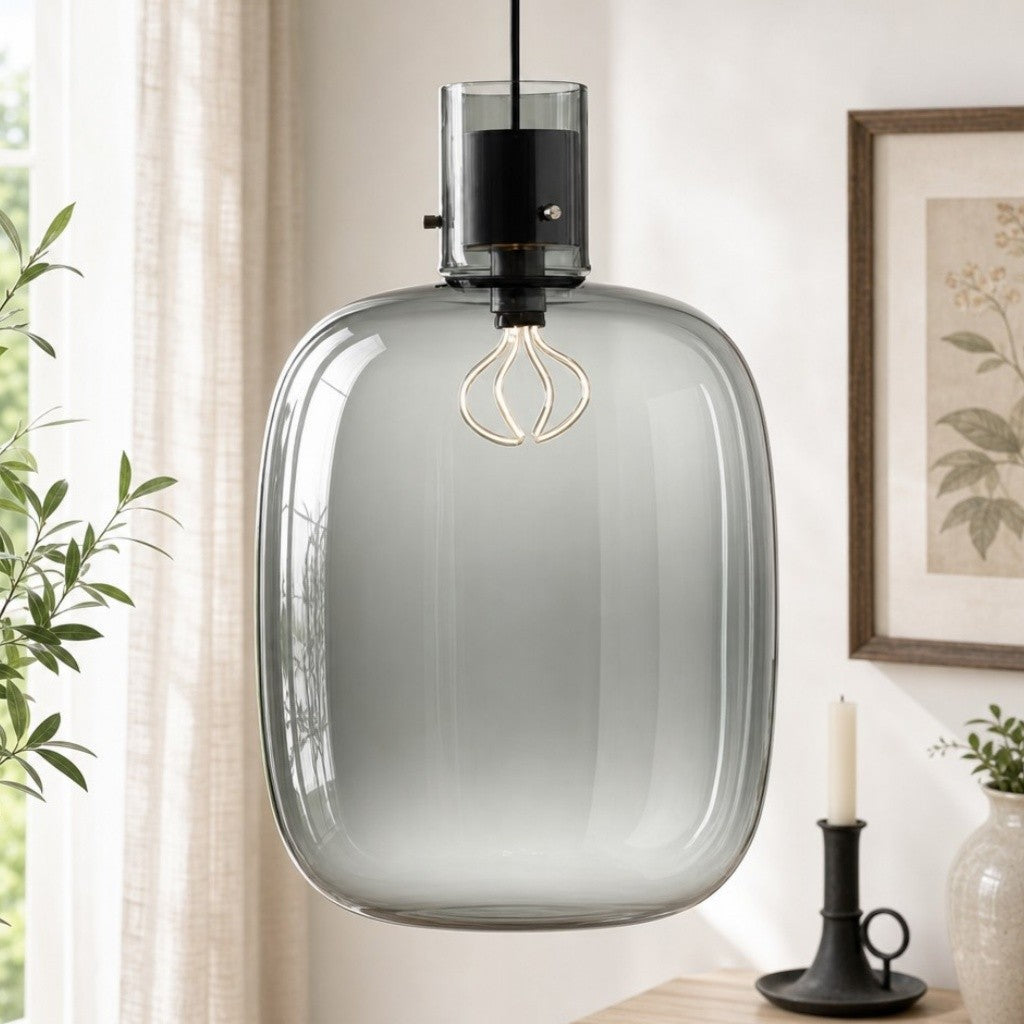Dravon Minimalist Amber Glass Bottle Pendant Light