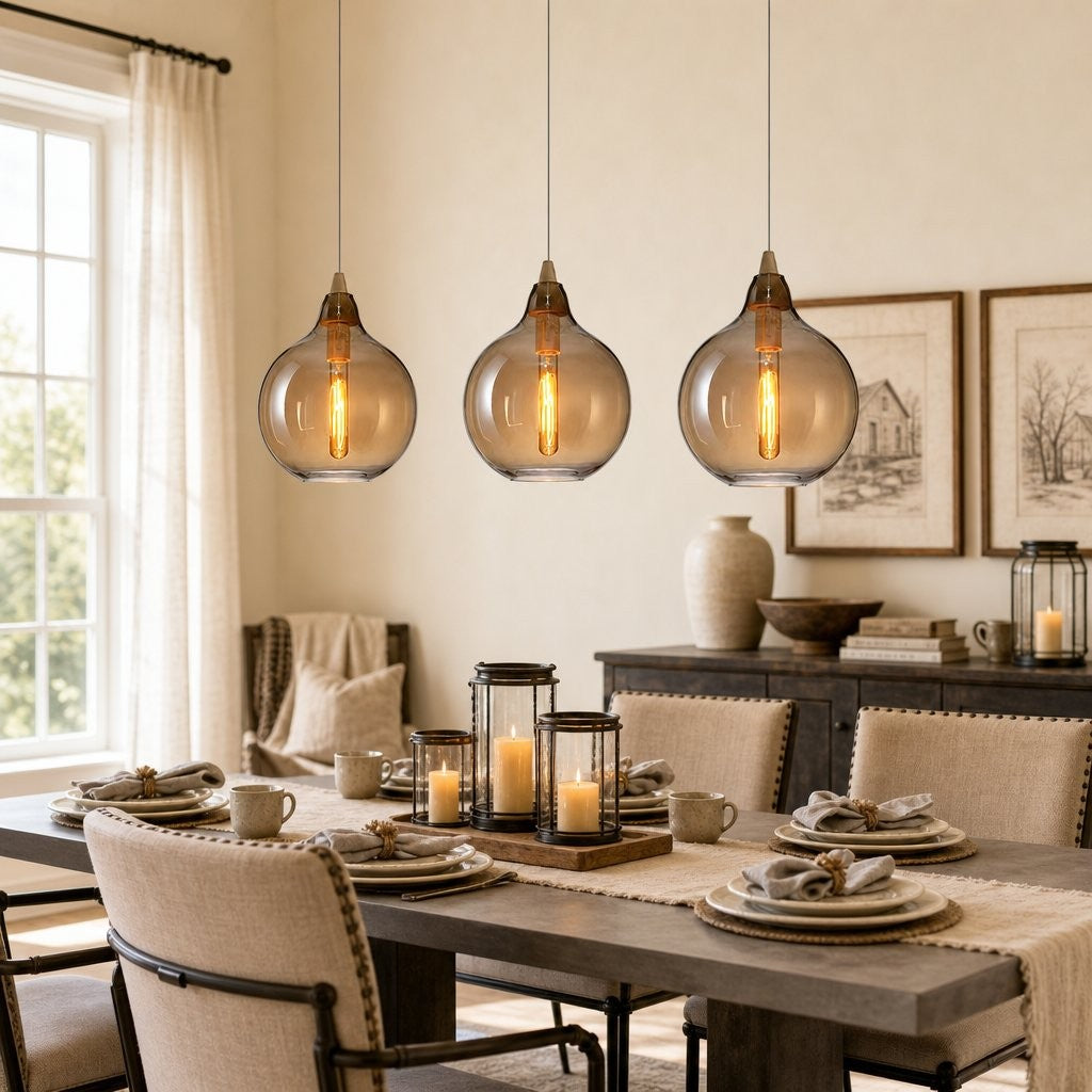 Zyren Modern Art Amber Glass Pendant Light