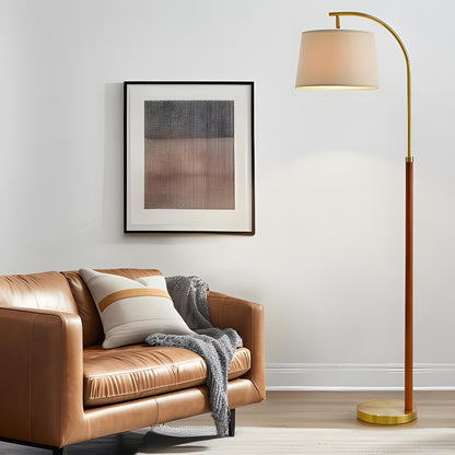 Zaden Vintage Gold Linen Shade Floor Lamp