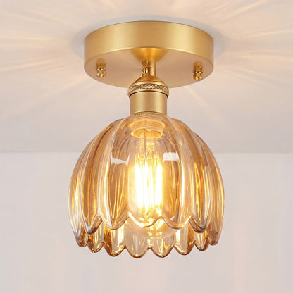 Ozir Stained Glass Flush Mount Tulip Light