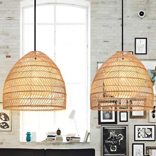 Clioan Bohemian Woven Rattan Pendant Light