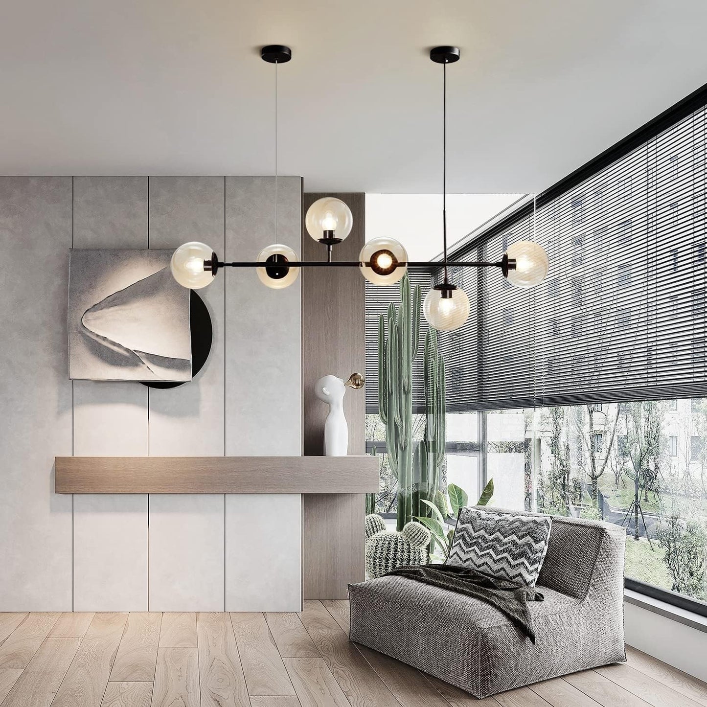 Celestina 6 Light Linear Glass Orb Pendant Light