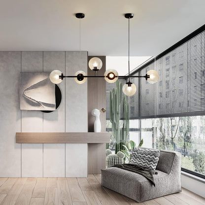 Celestina 6 Light Linear Glass Orb Pendant Light