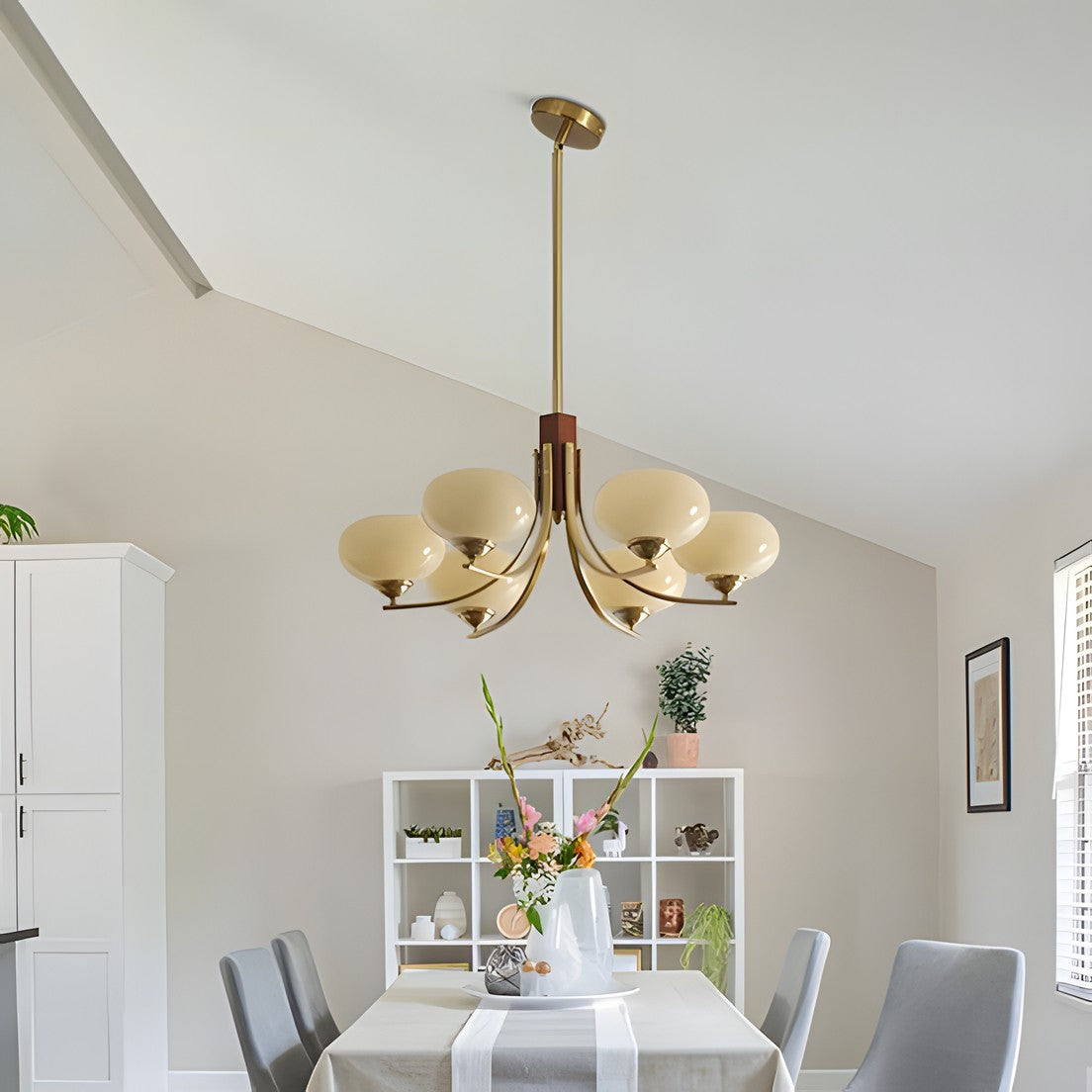 Juino Wood Farmhouse Milk Ball Sputnik Chandelier