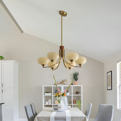 Juino Wood Farmhouse Milk Ball Sputnik Chandelier