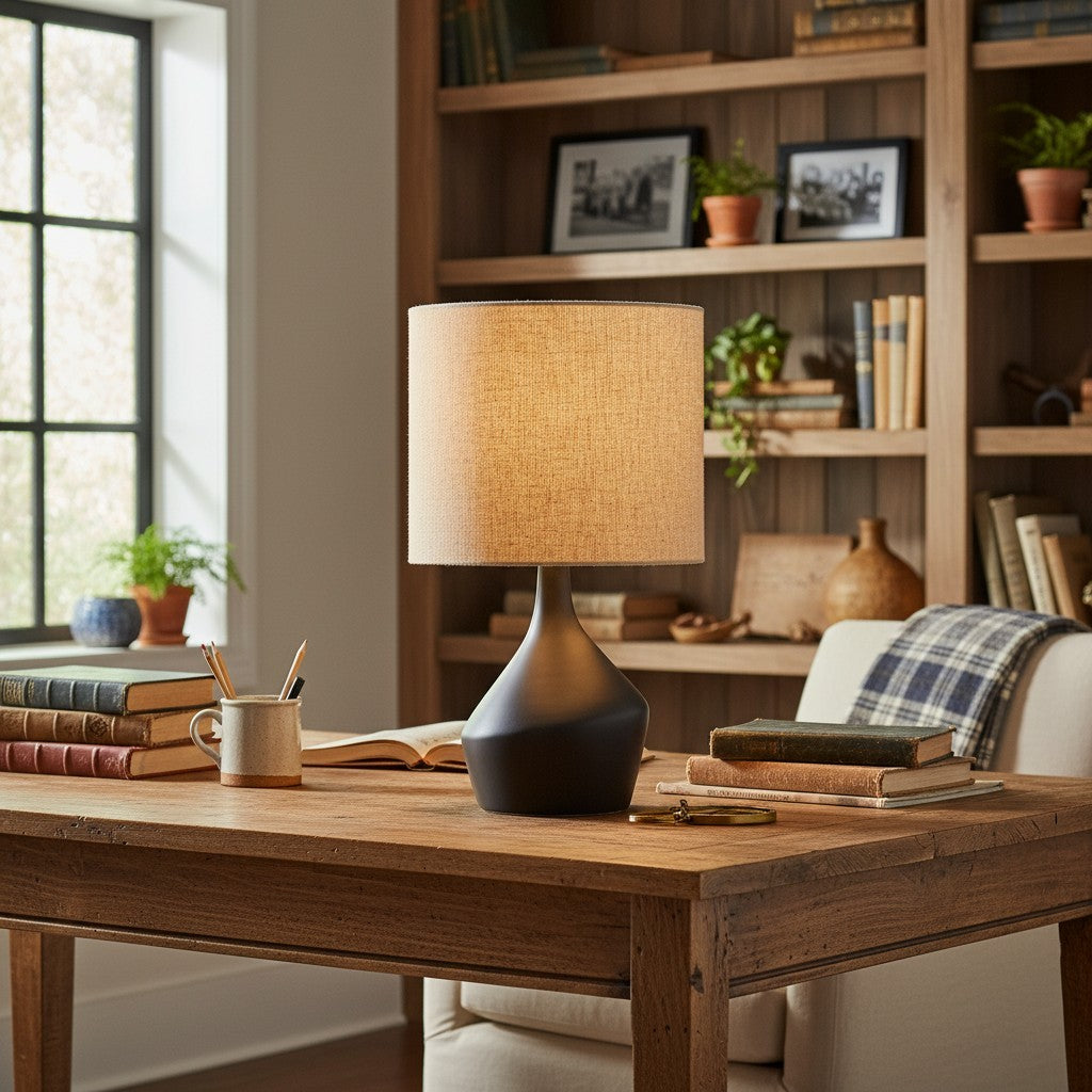 Daphne Vintage Ceramic Linen Shade Table Lamp