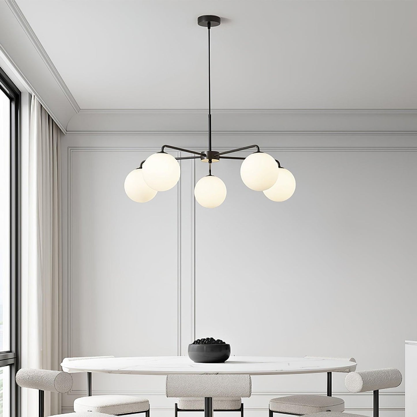 Maytoni Modern 5 Lights White Glass Globe Chandelier