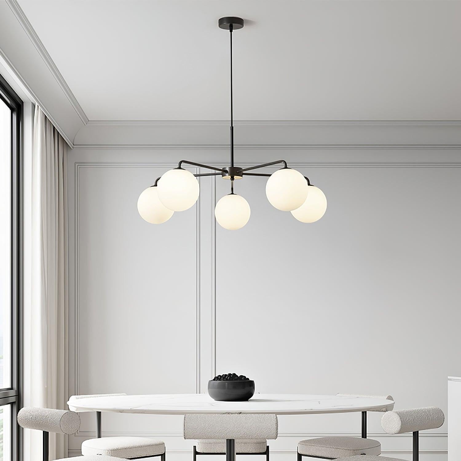 Maytoni Modern 5 Lights White Glass Globe Chandelier