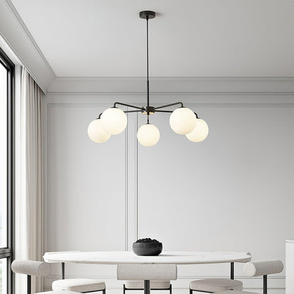 Maytoni Modern 5 Lights White Glass Globe Chandelier