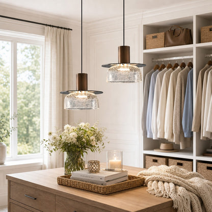 Arloen Modern Crackle Glass Pendant Light